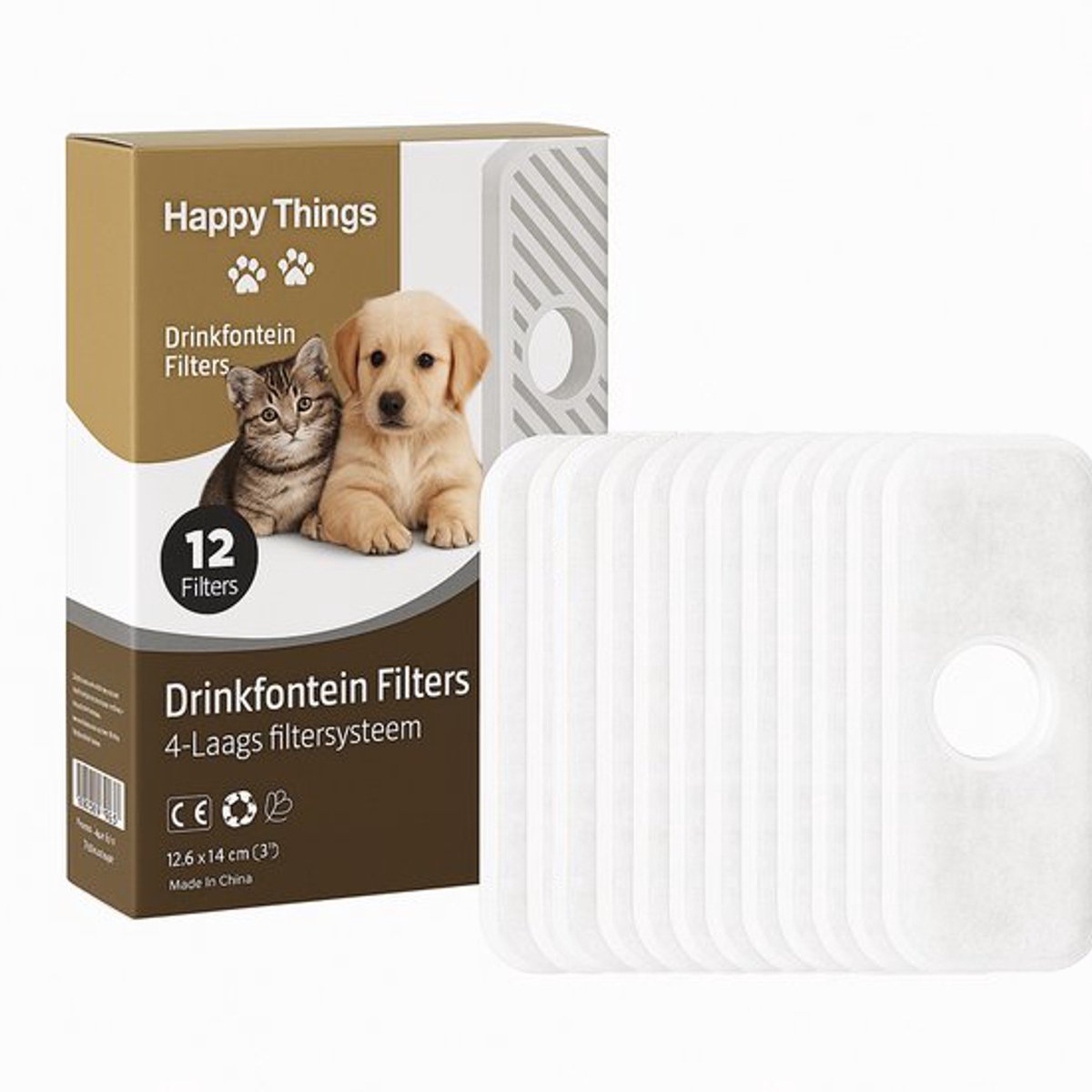 Happy Things Drinkfontein Filters Draadloos - ZR10 model - 12 stuks Navulling - met Vitamine C - Carbon