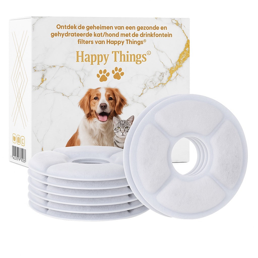 Happy Things Drinkfontein Filters voor 3L met Vitamine c - Navulling Set: 6 Stuks
