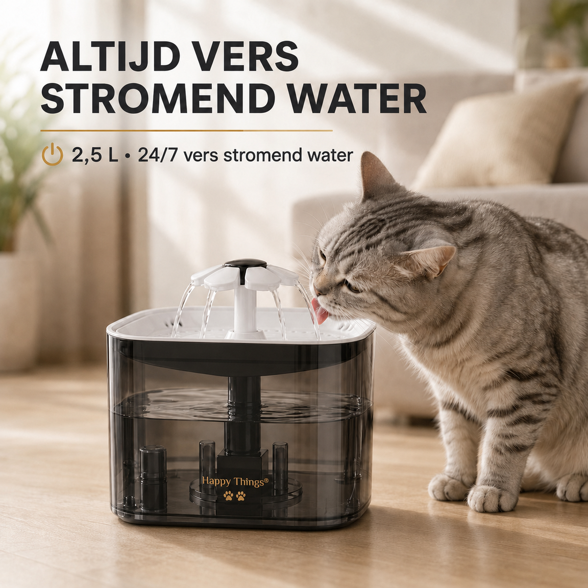 Happy Things® drinkfontein GOLD Edition - Inclusief 10 Filters