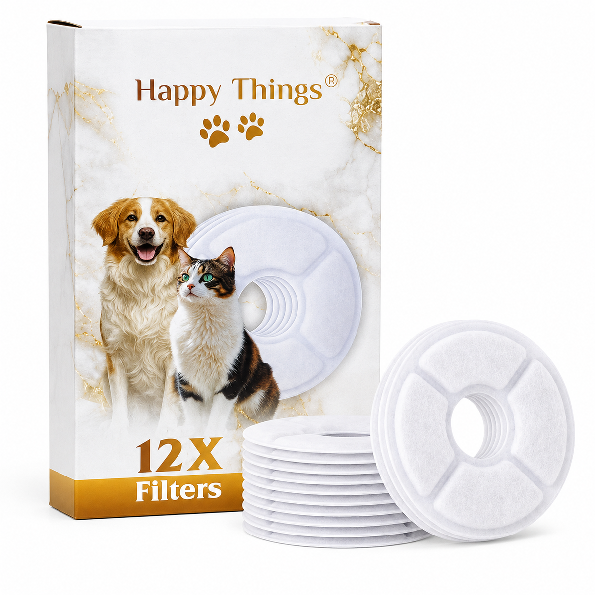 Happy Things Drinkfontein Filters Universeel met Vitamine c - Navulling Set: 12 Stuks