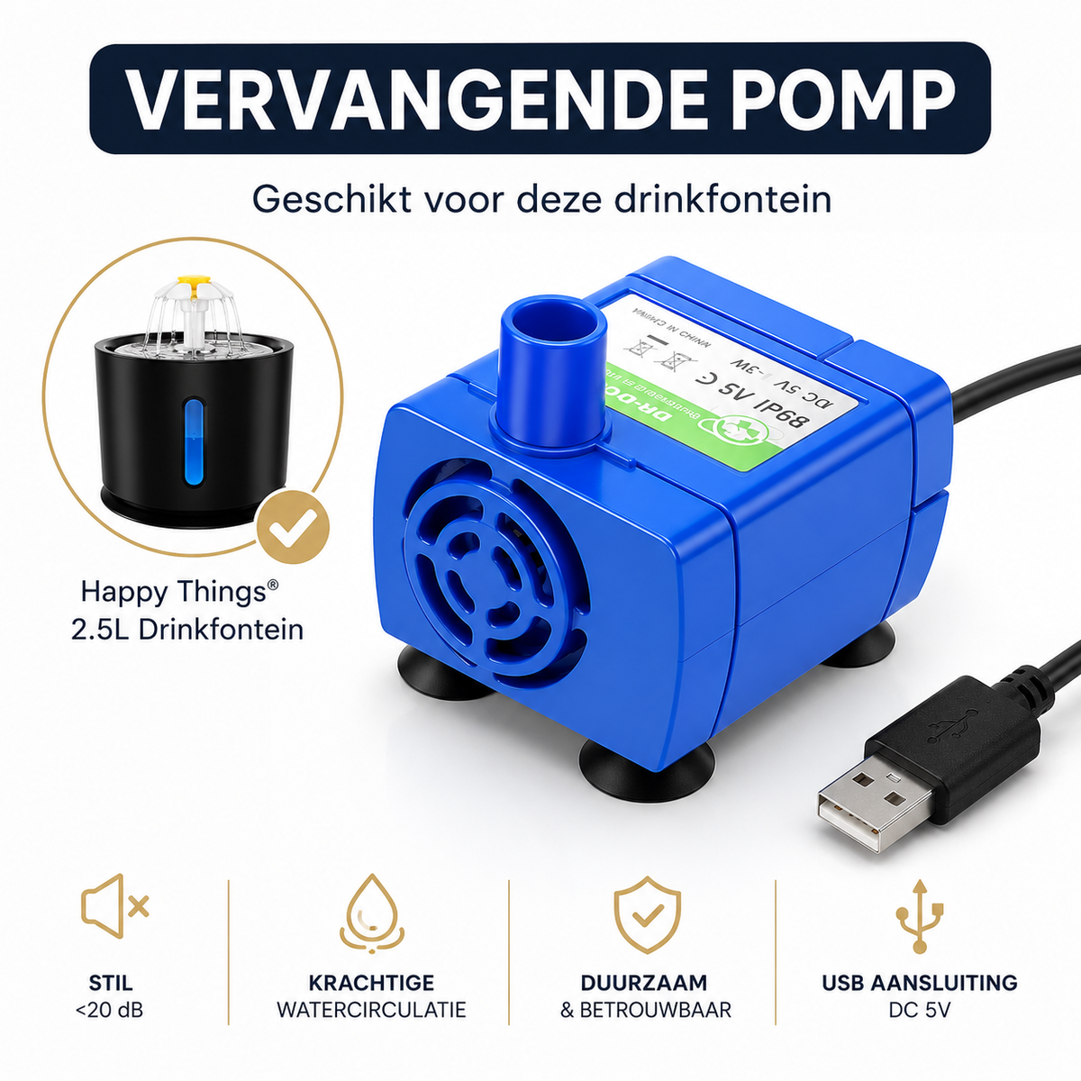 Drinkfontein Pomp voor RVS 2.4L